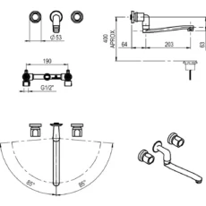 Grifería De Cocina Hidromet Mesada Pared Spray Cromo 1035crc - Cromo - tech