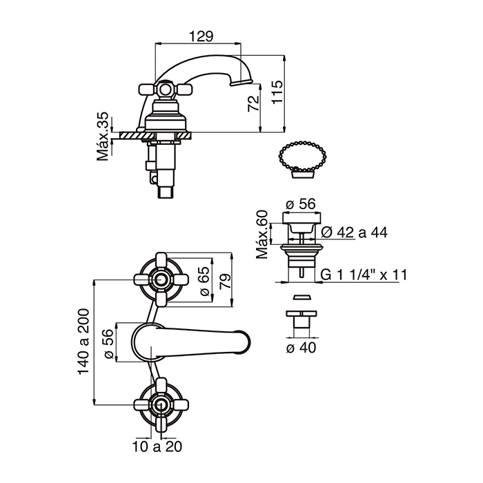 Griferias LUJO FV Gran Gala Lavatorio cromo oro. Joyas discontinuadas