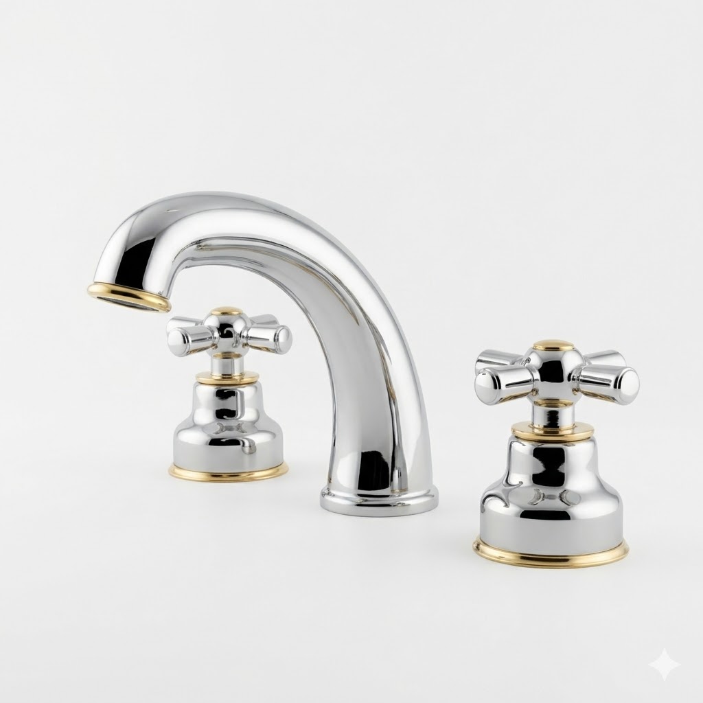 Griferias LUJO FV Gran Gala Lavatorio cromo oro. Joyas discontinuadas