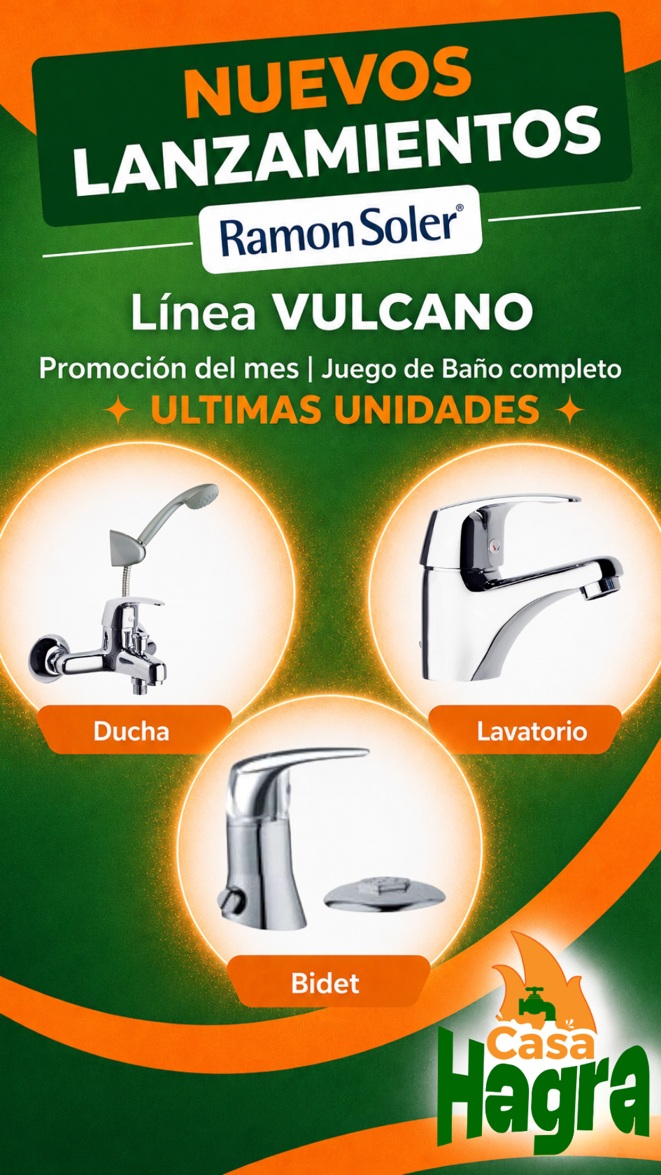 juego de bano completo monocomando Ramon Soler linea Vulcano